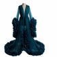 Ladies Dressing Gown Perspective Sheer Long Robe Puffy Tulle Robe Sheer Photo-shoot Maternity dresses