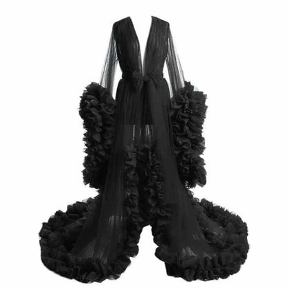 Ladies Dressing Gown Sheer Long Robe Puffy Tulle Robe Maternity dresses