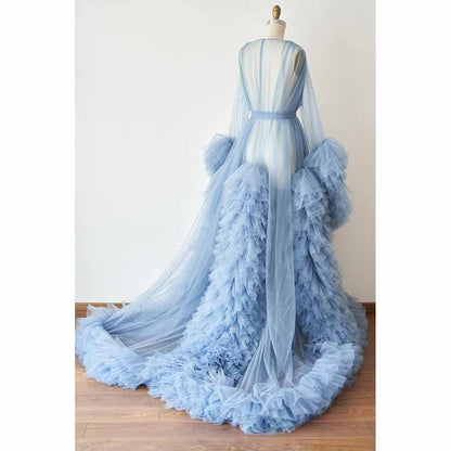 Ladies Dressing Gown Sheer Long Robe Puffy Tulle Robe Maternity dresses