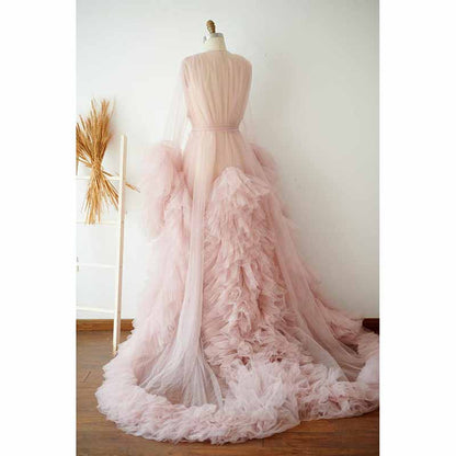 Ladies Dressing Gown Sheer Long Robe Puffy Tulle Robe Maternity dresses