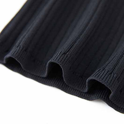 Black Pleated Tight-fitting Bodycon Dress Knitted Dress