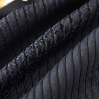 Black Pleated Tight-fitting Bodycon Dress Knitted Dress