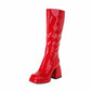 Wome Knee High Boots With Side Zipper and Chunky Heel