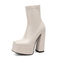 Women's Platform PU Leather Chunky Ankle Boots