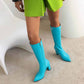 Women Colorful Boots Over The Knee Block Heel Zipper Boots
