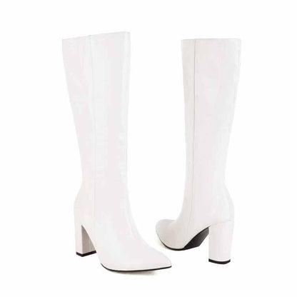 Women Colorful Boots Over The Knee Block Heel Zipper Boots