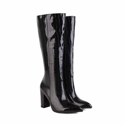 Women Colorful Boots Over The Knee Block Heel Zipper Boots