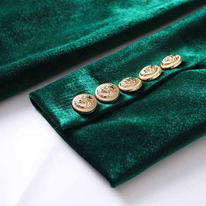 Women V neck double breasted dress coat velvet blazer oversize coat