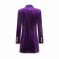 Women V neck double breasted dress coat velvet blazer oversize coat