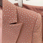 Women's 2 Piece Pantsuit Camel One Button Drilling Suit Fashionable Set Slim Fit Blazer Pans Suits