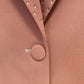 Women's 2 Piece Pantsuit Camel One Button Drilling Suit Fashionable Set Slim Fit Blazer Pans Suits