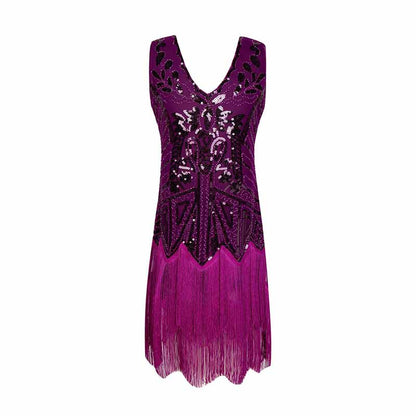 Kid's Fringed Flapper Dress Sequin Short Gala Dress