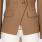 Women's Cotton Double-breasted Brown Blazer