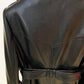 Women Black Trench Leather Dress Double Breast Outwear Dress Coat With Belt