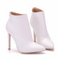 Women's Dress Boots Pointed Toe Stiletto High Heel Ankle Boots White Black Color