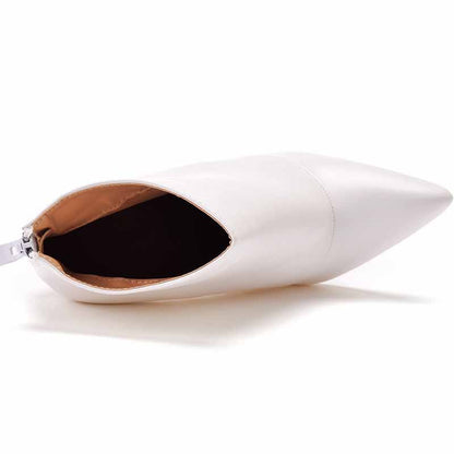 Women's Dress Boots Pointed Toe Stiletto High Heel Ankle Boots White Black Color
