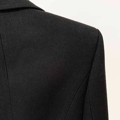 Women's Black Coat Double-Breasted Blazer Jacket With Beads