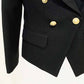 Women's Black Coat Double-Breasted Blazer Jacket With Beads
