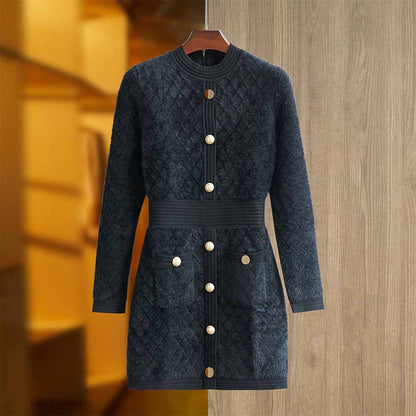 Women mini bodycon dress with sleeves round neck wrap knitted dress