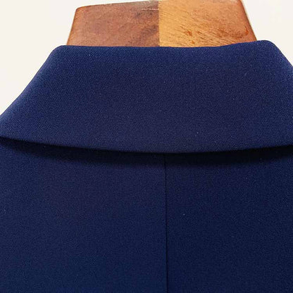 Women Dark Blue Pant Suits 2 Piece Fashion Suits with Belt Blazer Pant Formal Suits