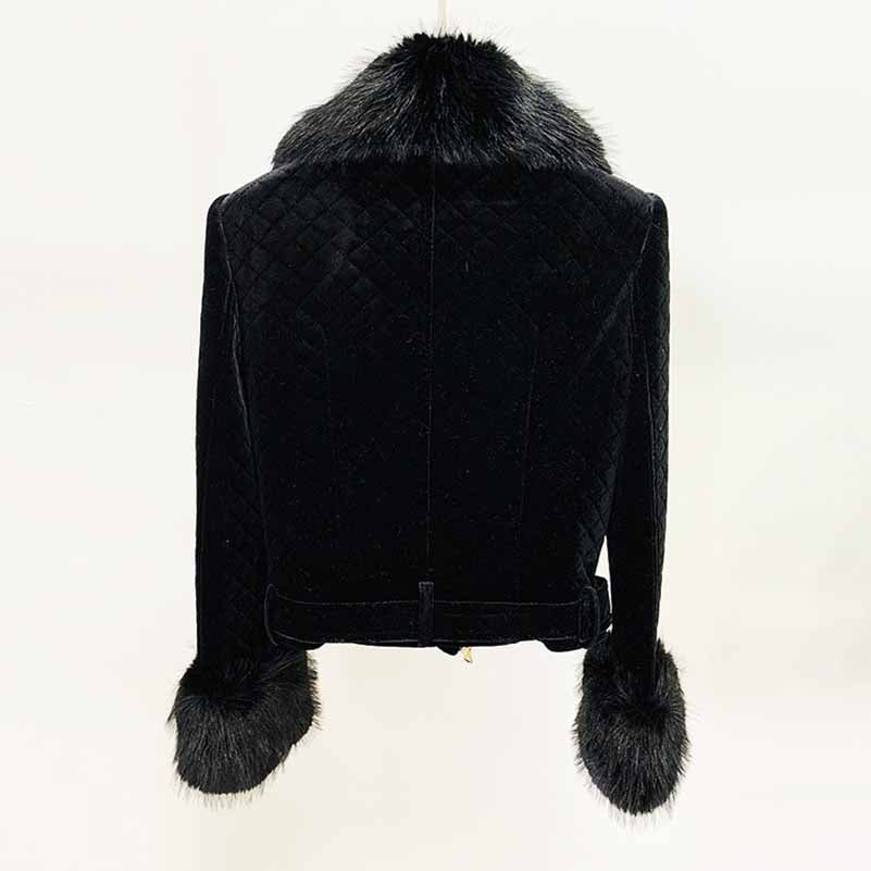 Biker jacket with removable fur collar outer coat double zipper motorcycle jacket