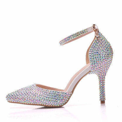 Women's High Heels Dress Rhinestones Closed Toe Pumps Shoes  1.97" 2.76"