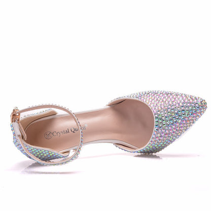 Women's High Heels Dress Rhinestones Closed Toe Pumps Shoes  1.97" 2.76"