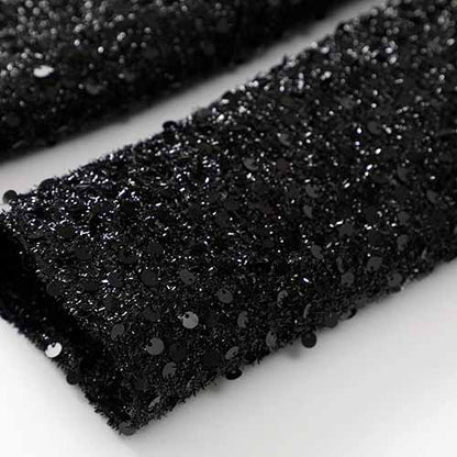 Women Bling Bling Sequined Black Long Blazer