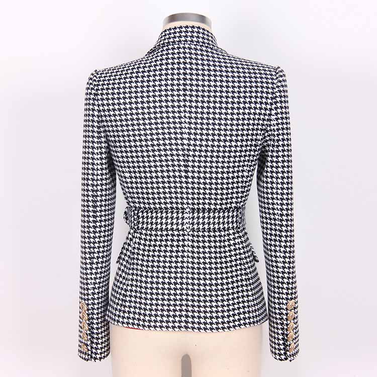 Womans houndstooth double-breasted button blazer