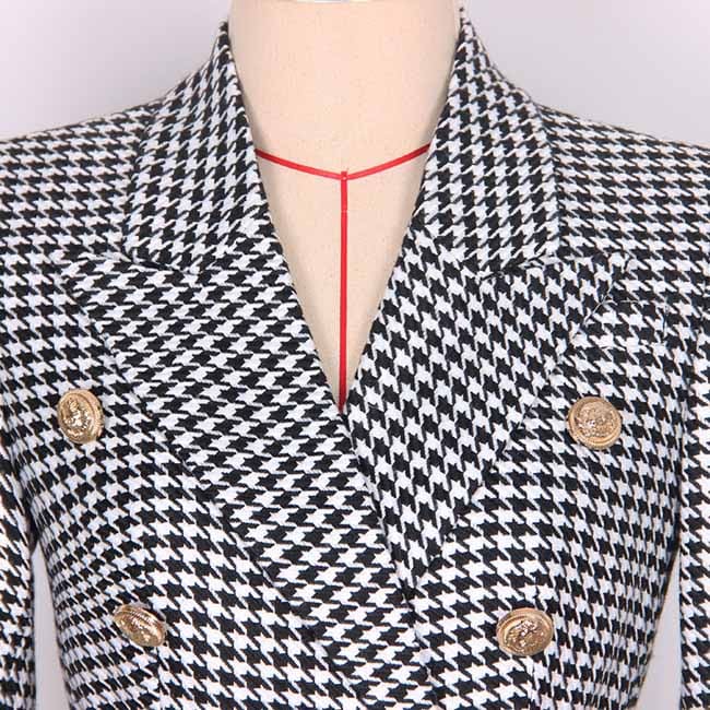 Womans houndstooth double-breasted button blazer