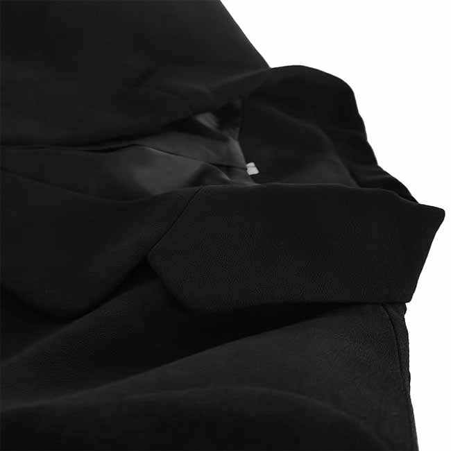 Women Black Suits 2 Piece Fashion Skirt Suits Black Coat With Pocket Business Suits