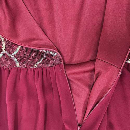 Women's Wine red Long Sleeve Bridesmaid Dress Evening Maxi Dress