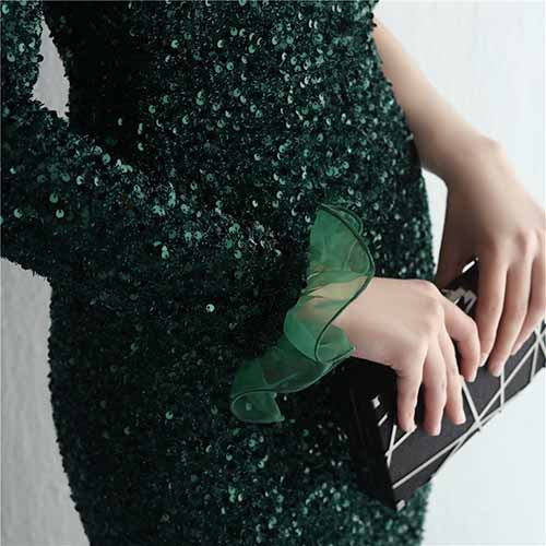 Women's One Shoulder Feather Sequin Mermaid Evening Gown Cocktail Long Formal Dress S-4XL