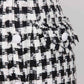 Women Houndstooth V Neck Fitted Knitted Dress Mini Vest Dress