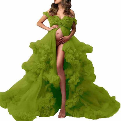 Ladies Gown Sheer Long Robe Puffy Tulle Robe Sheer for Maternity Dress