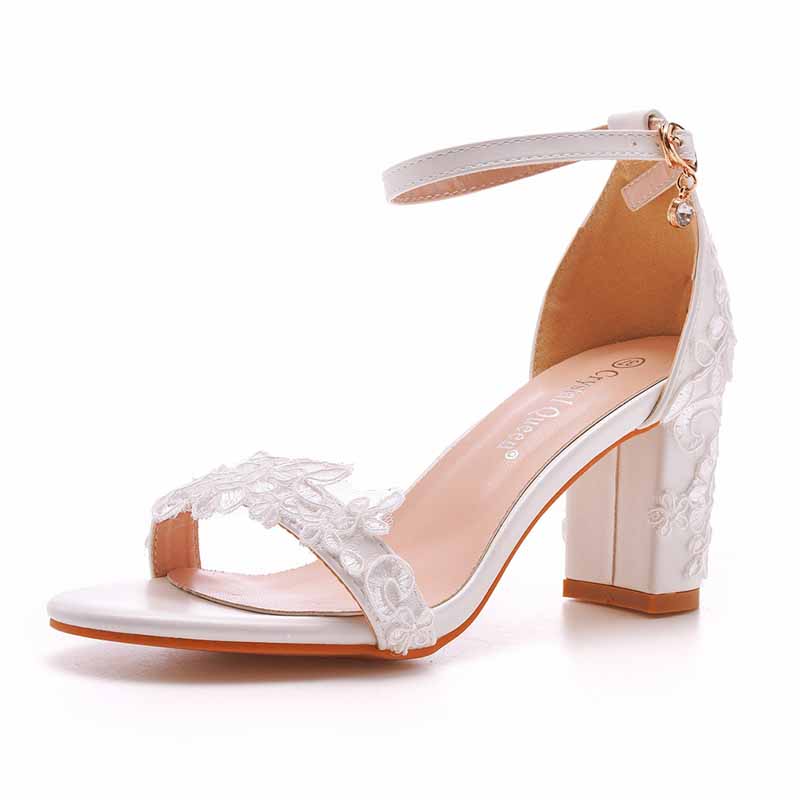 Women Wedding Chunky Shoes Low Heel Comfortable Block Heel Sandals
