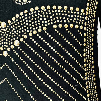 Women Long Sleeve Metal Sheet Bodycon Dress Rhinestone Minidress