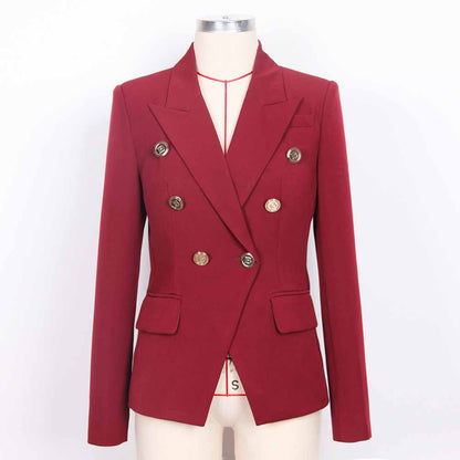 Women Double Breasted Gold Button Blazer