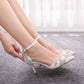 Pointed Toe Sandals Crystal Heels Fashion High Heel Rhinestone Shoes