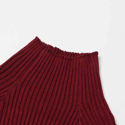 Pleated Turtle-neck Tight-fitting Bodycon Dress