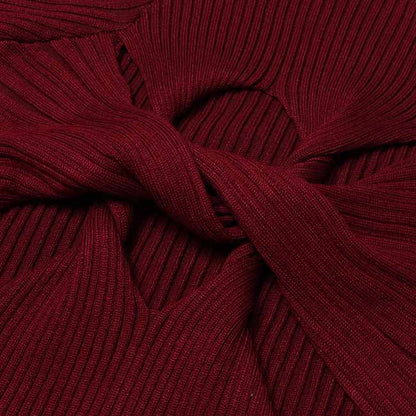 Pleated Turtle-neck Tight-fitting Bodycon Dress