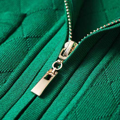 Women's long sleeve knitted minidress zipper elegant dress