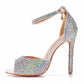 Women's High Heels Dress Rhinestones Open Toe Pumps Shoes  4.33"