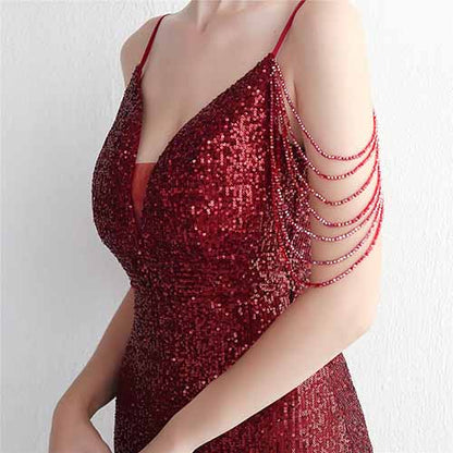 Women's V Neck Split Formal Wedding Dress Short Sleeve Beading Long Party Dress S-4XL