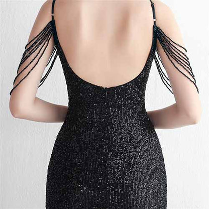 Women's V Neck Split Formal Wedding Dress Short Sleeve Beading Long Party Dress S-4XL