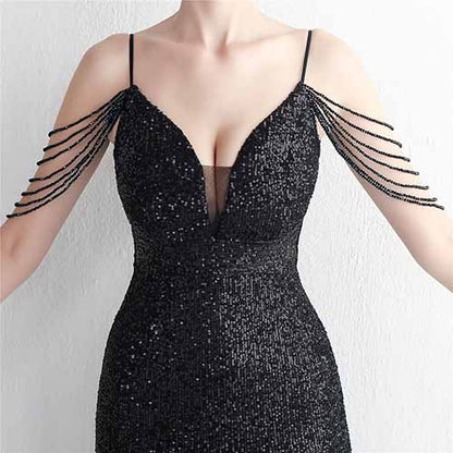 Women's V Neck Split Formal Wedding Dress Short Sleeve Beading Long Party Dress S-4XL