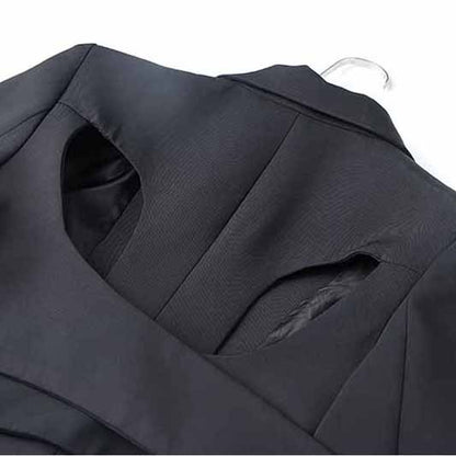 Women's Hollow Out Blazer Long Sleeve One Button Lace Up Back Jacket