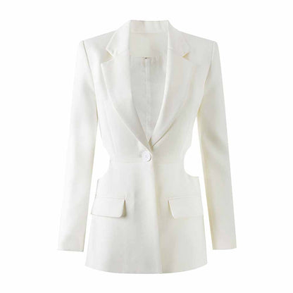 Women's Long Sleeve Lapel Backless Hollow Out Blazer