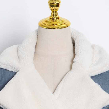 Womens Winter Warm Jean Jacket Stand Collar Wool Liner Denim Outerwear