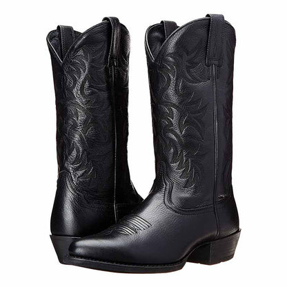 Western Cowboy Boots Wide Calf Pointed Toe Embroidered Boot
